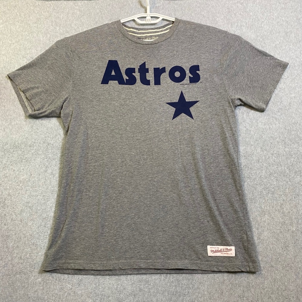 Mitchell & Ness Astros T-Shirt Women L Gray Tailored Fit MLB Baseball Fan EUC